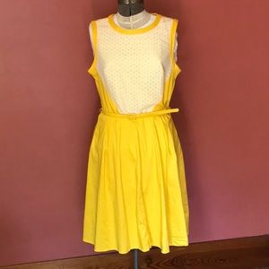 Retro fit and flare sunny yellow summer dress!!